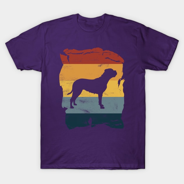 Bullmastiff Distressed Vintage Retro Silhouette T-Shirt by DoggyStyles